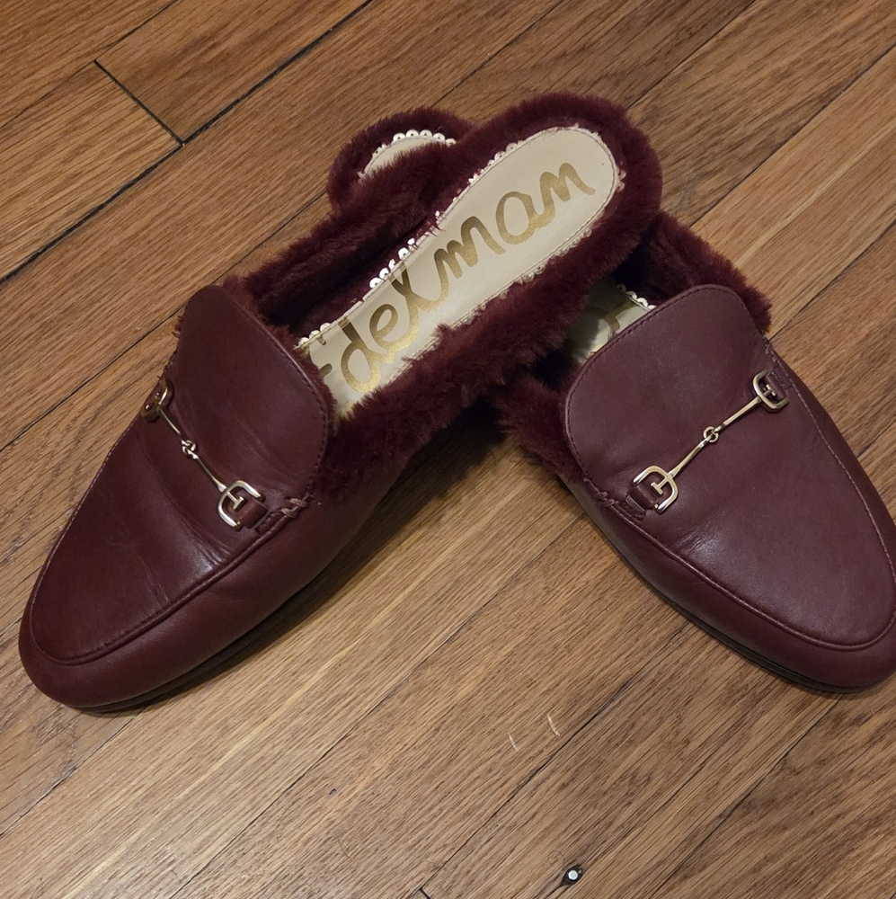 Sam Edelman Burgundy Fur-Lined Loafers 9.5